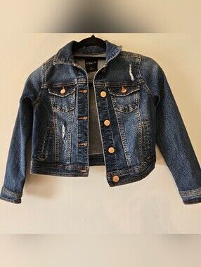 Celebrity Pink Girls Distressed Dark Blue Denim Jacket
